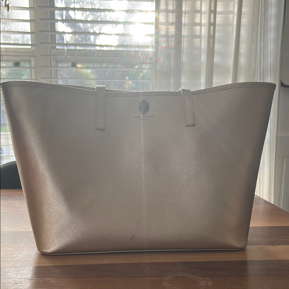 Kurt Geiger Gold Structured Tote Bag